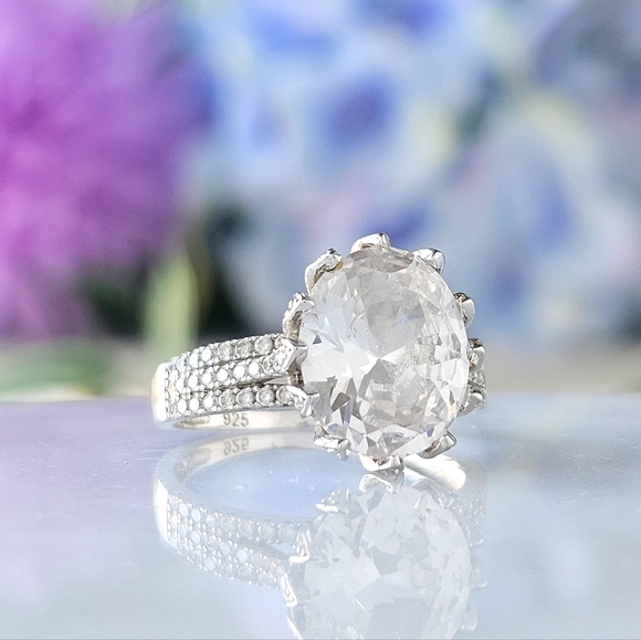 Oval Gemstone Ring, 925 Sterling Silver, Vintage Charmed Aroma - Picture 2 of 8